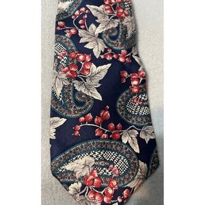 Don Loper Beverly Hills Italian Silk Necktie Paisley Floral‎ Berry Navy